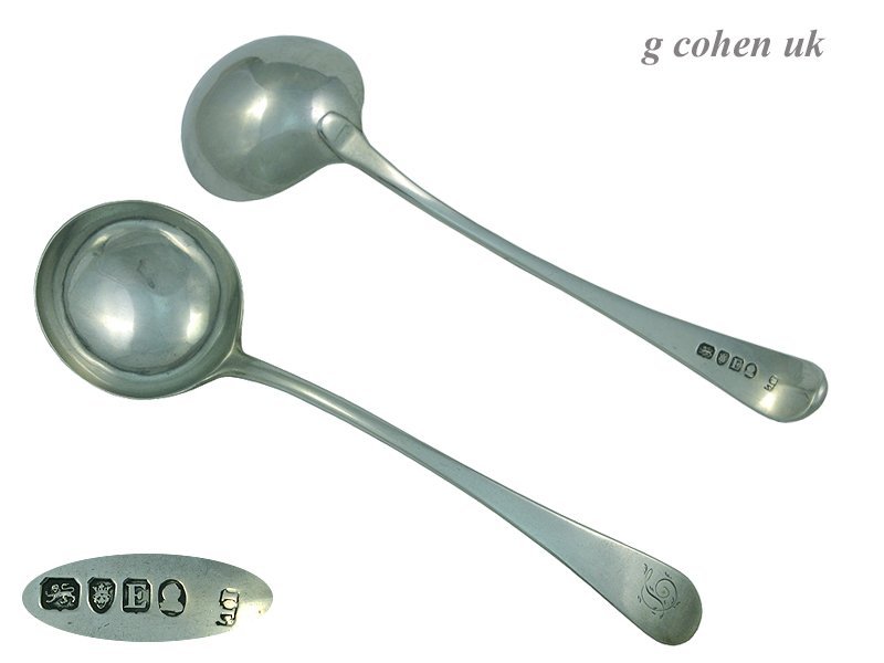 Pair Georgian Silver Sauce Ladles 1800